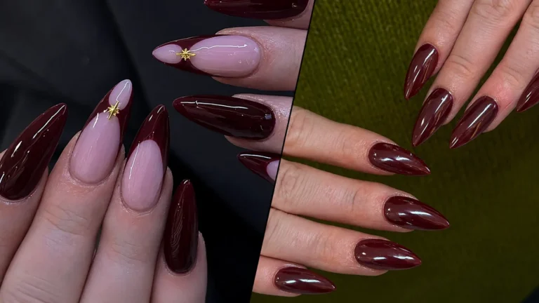 Burgundy fall nails