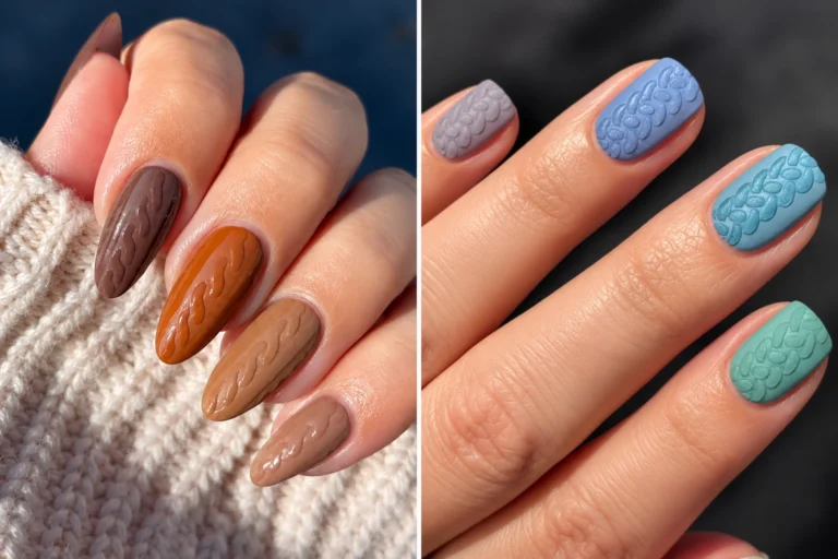 Trendy Sweater Texture Nails for a Warm Autumn Vibe Sweater Texture Nails